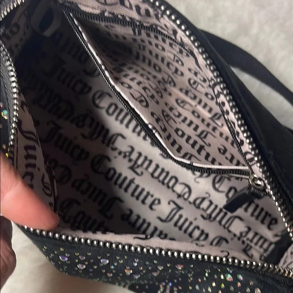 Juicy Couture - Let It Shine-Black Velvet Barrel Handbag with Rhinestone Bling - Picture 14 of 14